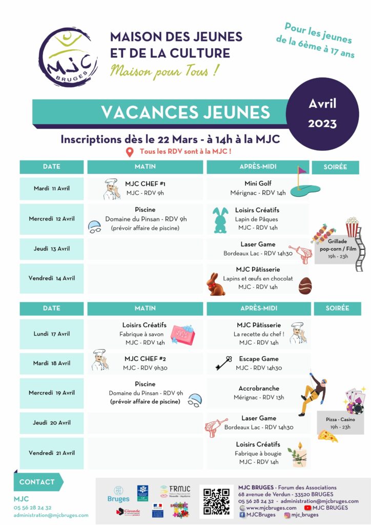 Vacances avril 2023