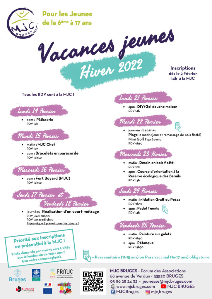Activités vacances hiver 2022