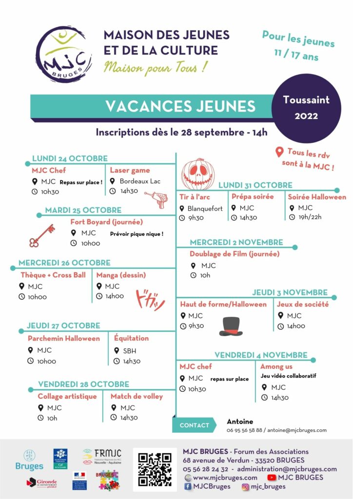 Programme vacances Toussaint Bruges