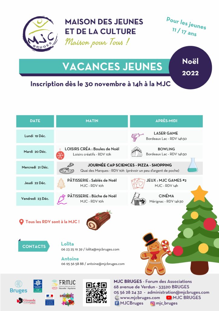 Programme vacances noël 2022